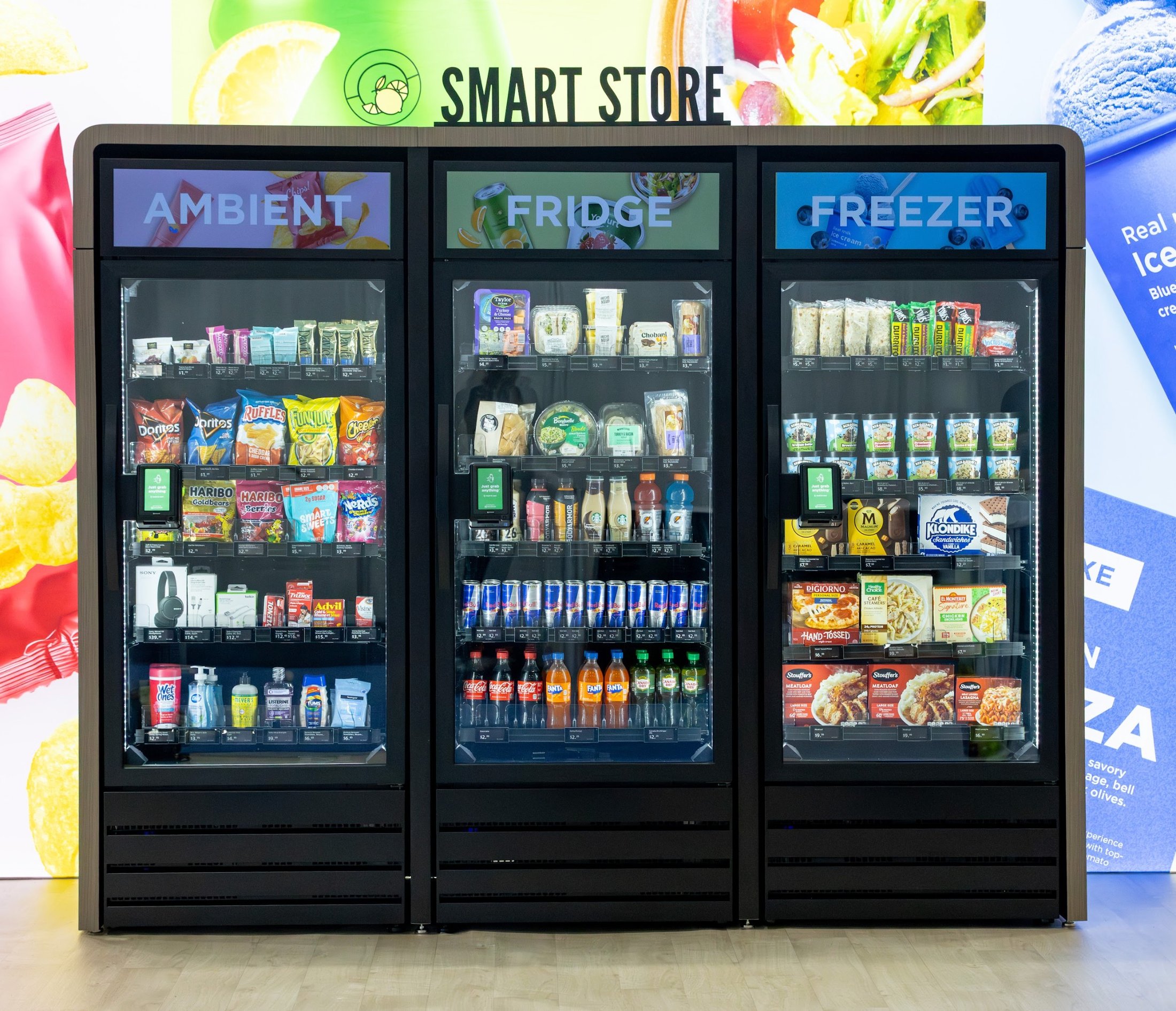 A Smart Store stocked with food, drinks, and essentials
